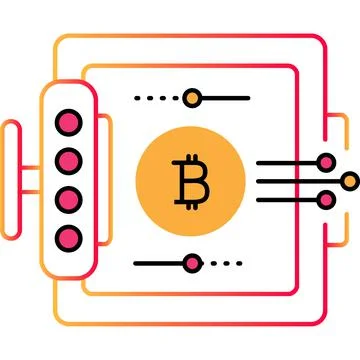Bitcoin icon blockchain vector token mining design Illustrazione stock