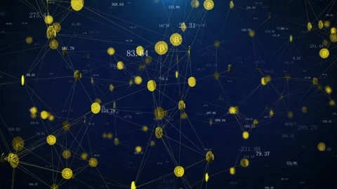 Bitcoin icon connection of digital currency blockchain Stock Footage 156280760