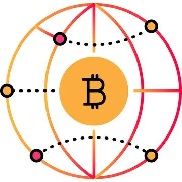 Bitcoin icon crypto block chain vector isolated Illustrazione stock