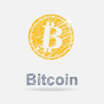 Bitcoin icon in doddle style Stock Illustration