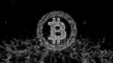 The Bitcoin icon drops onto a virtual surface, sending ripples of digital l.. Stock Footage 290354289