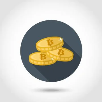 Bitcoin icon in flat style. Stock Illustration