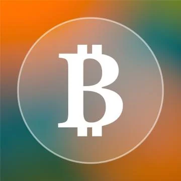 Bitcoin icon. Internet button on colored  background.. Stock Illustration