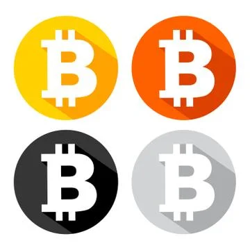 Bitcoin icon with long shadow effect Stock Illustration