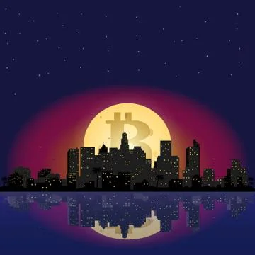 Bitcoin icon on the moon Stock Illustration