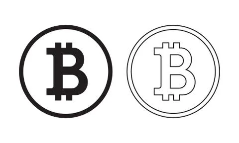 Bitcoin icon with outline and normal style. Logo with trendy line style. E Stock Illustration
