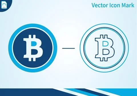 Bitcoin icon outline and solid graphic. Stock Illustration