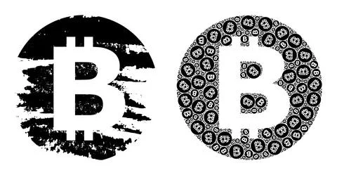 Bitcoin Icon Recursive Mosaic and Grunge Textured Icon Stockillustratie