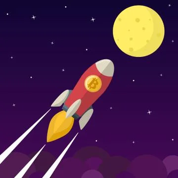 Bitcoin icon rocket Stock Illustration