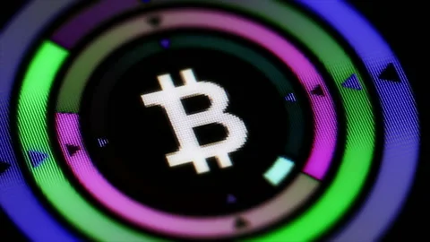 The bitcoin icon on the screen. Looping. Stock Footage 87091958