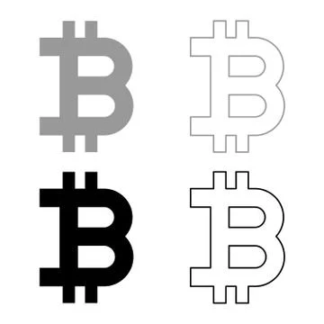 Bitcoin icon set grey black color Stock Illustration