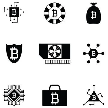 Bitcoin icon set Illustrazione stock