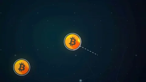 Bitcoin Icon Symbol Network Connection Technology Loop Animation 4K Stock Footage 69823000