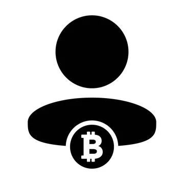 Bitcoin icon vector cryptocurrency symbol with male person profile avatar Stock Illustration