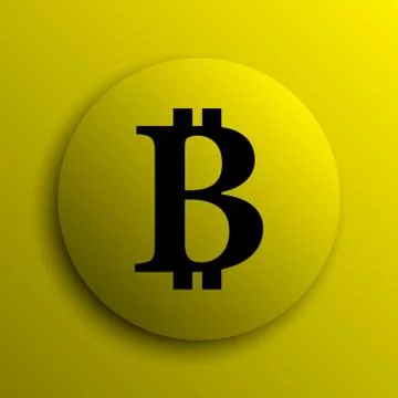 Bitcoin icon. Yellow internet button.. 스톡 일러스트