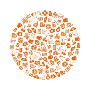 Bitcoin icons in circle Stock Illustration