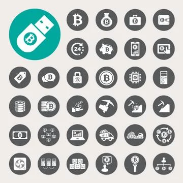 Bitcoin icons set Illustration