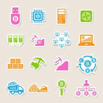 Bitcoin icons set Illustration