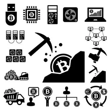 Bitcoin icons set Illustration