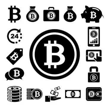 Bitcoin icons set Illustration