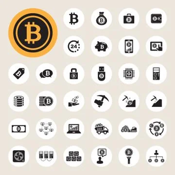 Bitcoin icons set Illustration