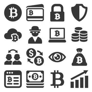 Bitcoin Icons Set 库存插图