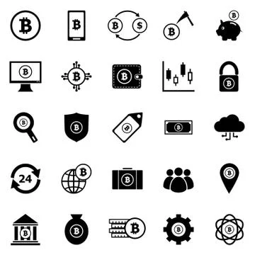 Bitcoin icons on white background Illustration