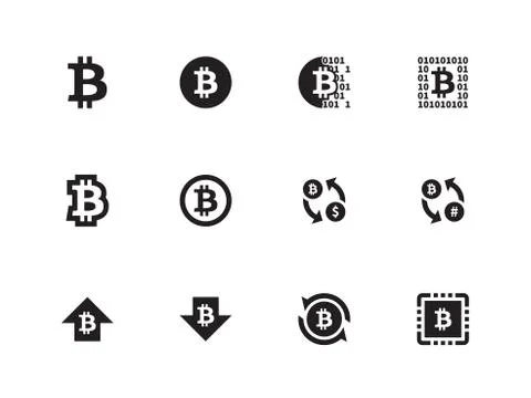 Bitcoin icons on white background. Vector illustration. Stock-Illustration