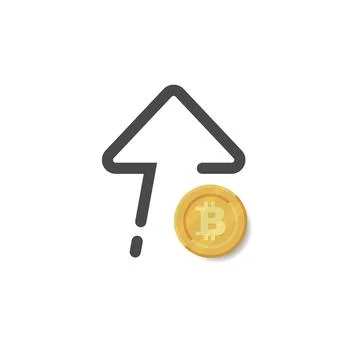 Bitcoin up illustration with arrow icon. Vector 库存插图