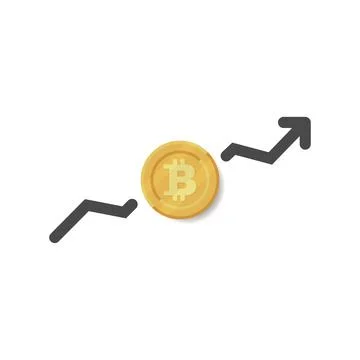 Bitcoin up illustration with arrow icon. Vector Stock Illustration
