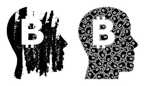 Bitcoin Imagination Icon Recursive Composition and Grunge Textured Icon Stockillustratie