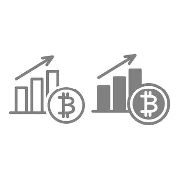 Bitcoin increase line and glyph icon. Cryptocurrency growth vector illustration Stock Illustration