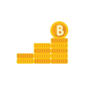 Bitcoin increasing in value depicted by stacked coins イラスト素材