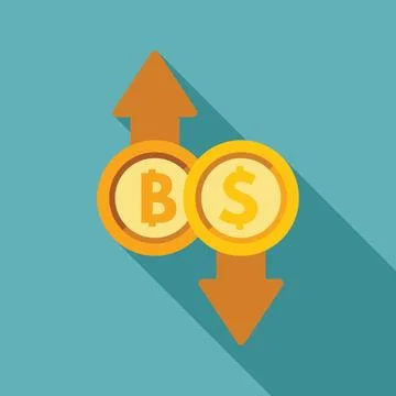 Bitcoin increasing while dollar decreasing showing cryptocurrency investment Stock Illustration