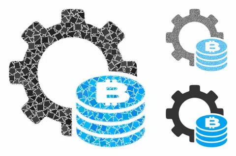 Bitcoin industry gear Composition Icon of Inequal Elements Illustrazione stock