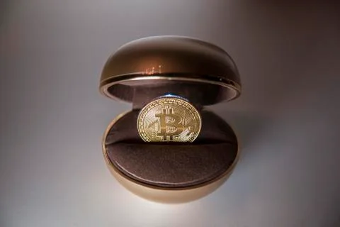 Bitcoin inside the box for the ring Stock Photos