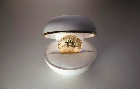 Bitcoin inside the box for the ring Stock Photos