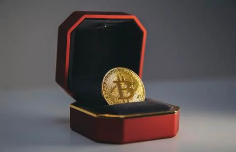 Bitcoin inside the box for the ring Stock Photos