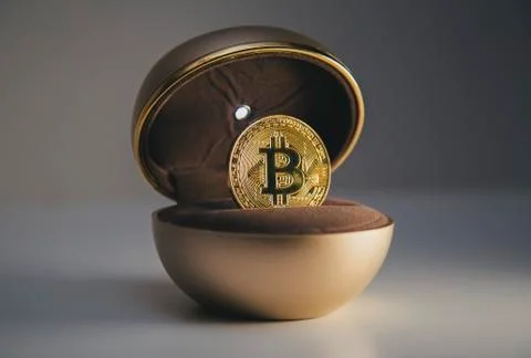 Bitcoin inside the box for the ring Stock Photos