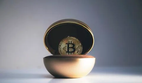 Bitcoin inside the box for the ring Stock Photos