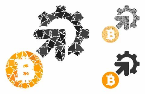 Bitcoin integration cog Composition Icon of Uneven Elements Illustrazione stock