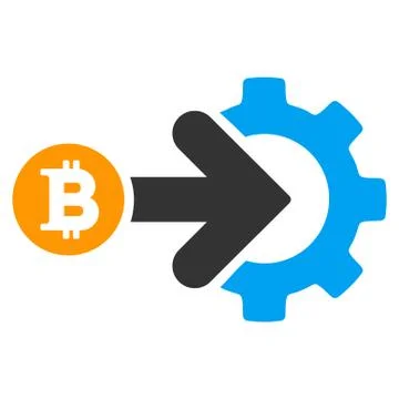 Bitcoin Integration Gear Flat Icon Stock Illustration