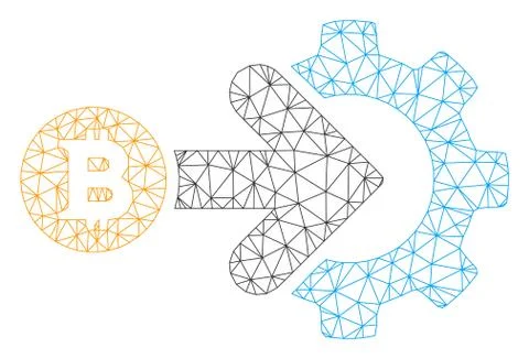 Bitcoin Integration Gear Vector Mesh Carcass Model イラスト素材