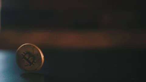 Bitcoin isolated on black Vídeo Stock 87281039