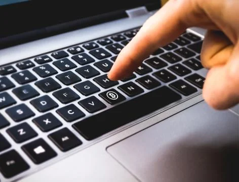 Bitcoin Keyboard Pressing Stock Photos