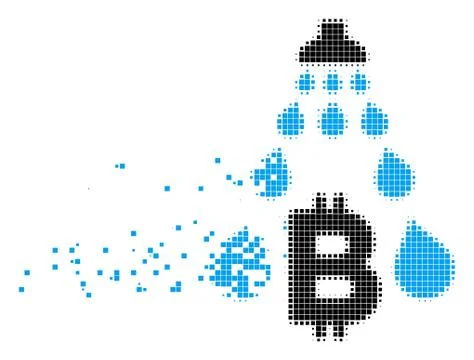 Bitcoin Laundering Shower Disappearing Pixel Icon Illustrazione stock