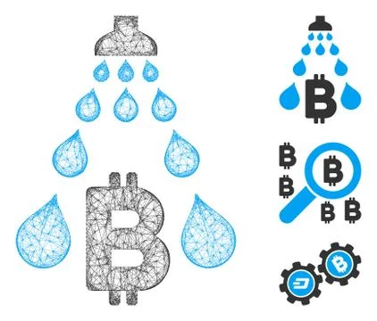Bitcoin Laundering Shower Polygonal Web Vector Mesh Illustration Stock Illustration