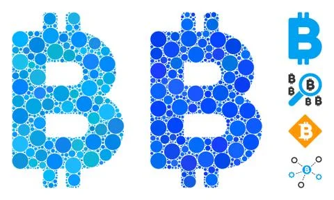 Bitcoin Letter Composition Icon of Circle Dots Stock Illustration