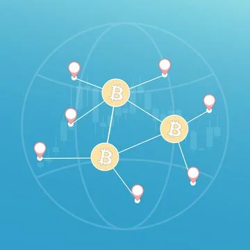 Bitcoin lightning network and offline cryptocurrency exchanges in the world Illustrazione stock