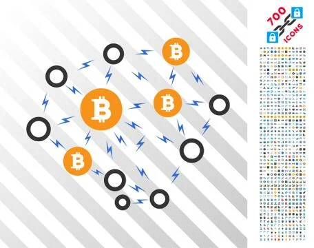 Bitcoin Lightning Network Flat Icon with Bonus Illustrazione stock